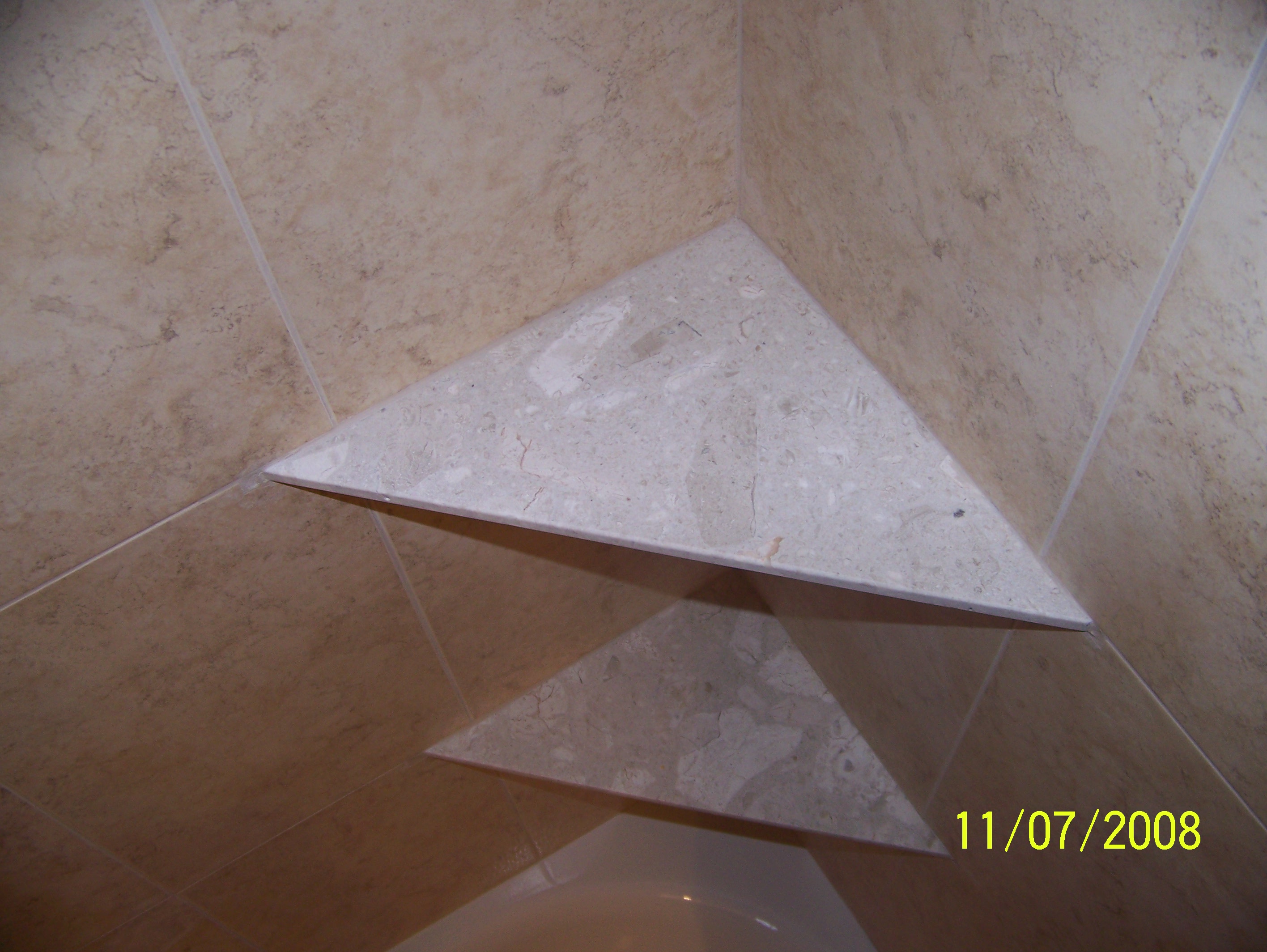 Marble corner shevles shower